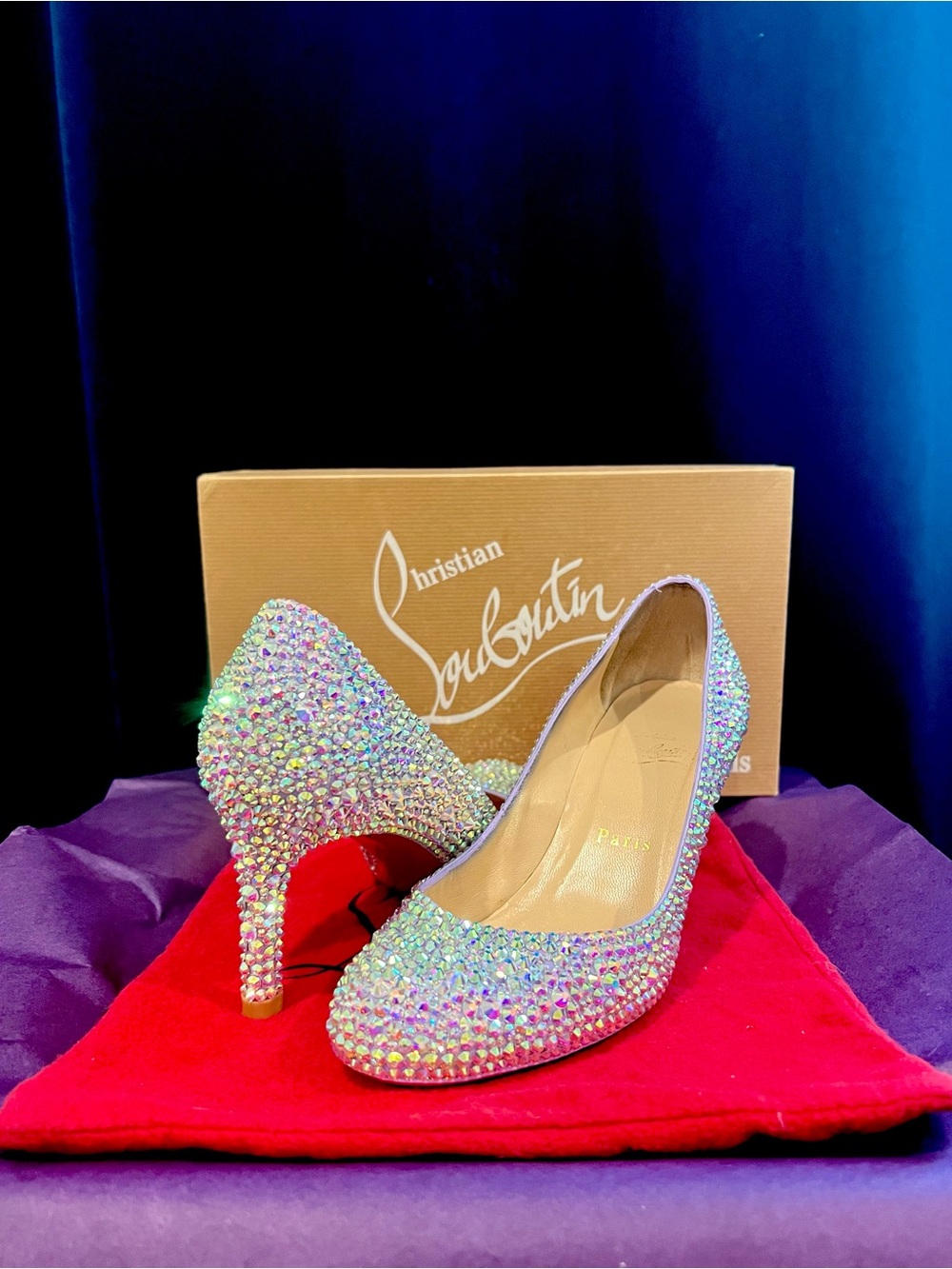 Christian Louboutin Swarovski Crystal Strass Heels Lilac Light Purple 37.5 💎 - Picture 6 of 7